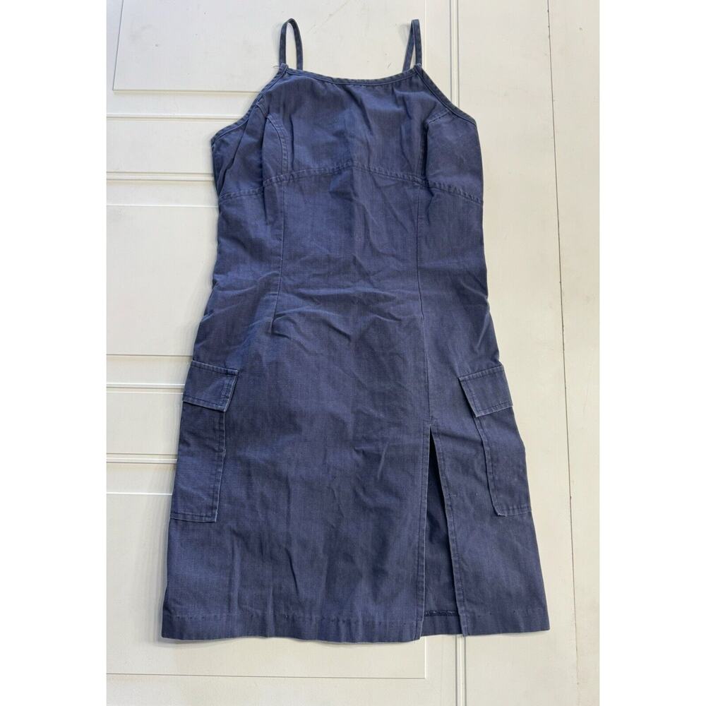 Foxx Vintage Blue A-Line Sleeveless Cargo Pocket Dress Size Medium M